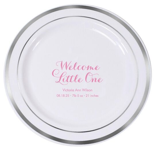 Welcome Little One Premium Banded Plastic Plates